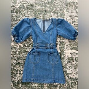 MinkPink Puff-Sleeve Denim Dress